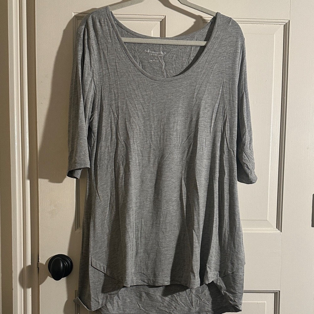Soft Surroundings Light Gray Short Sleeve Top